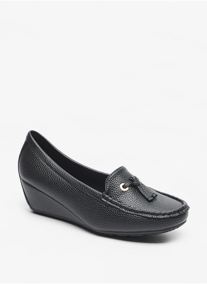 Le Confort - Women's Textured Slip-On Shoes with Wedge Heels - Image 1