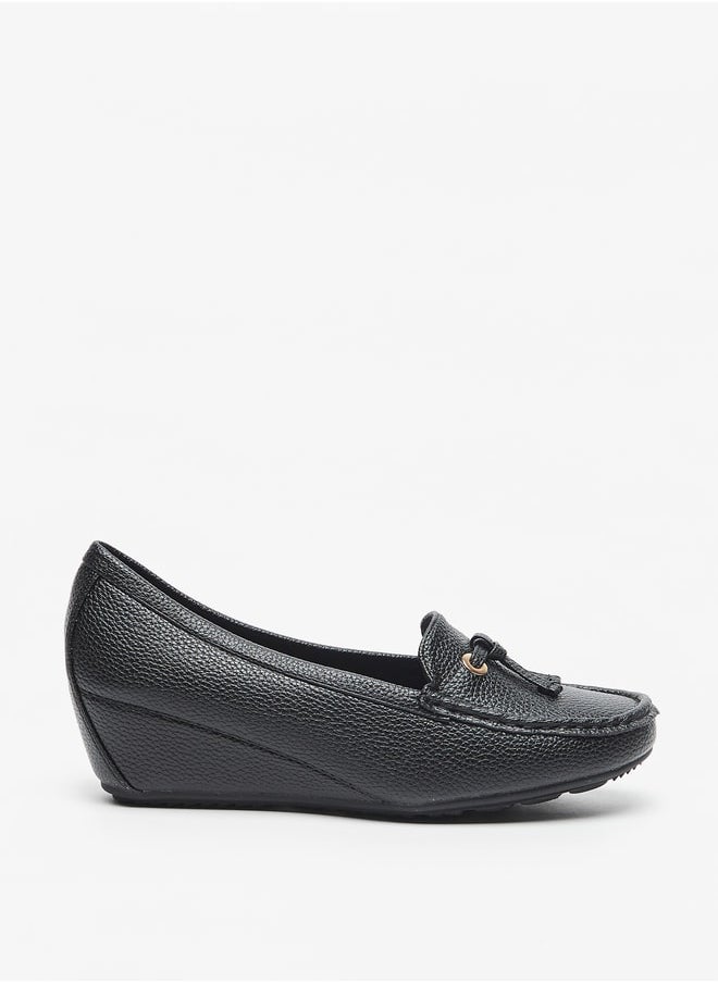 Le Confort - Women's Textured Slip-On Shoes with Wedge Heels - Image 1