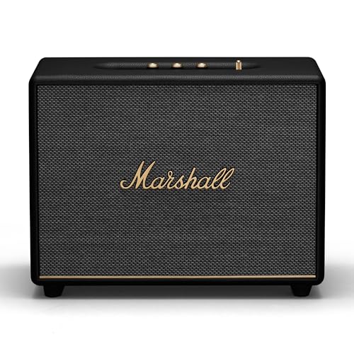 Marshall Woburn III Bluetooth Home Speaker Loud Stereo Sound with Bass and Treble Controls Plugin Powered Record Player Compatible HDMI RCA 35mm Aux Inputs Black - Image 1