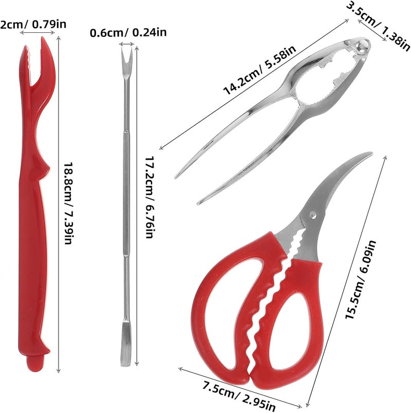 TOYANDONA Household Crab Eating Tool Kit with 4 Steel Picks, 4 Plastic Picks, 2 Crackers, and Small Scissors – Seafood Forks and Crab Leg Crackers for Kitchen Dining and Seafood Preparation - Image 2