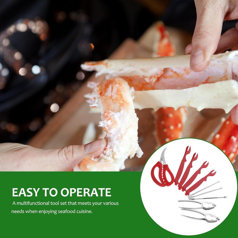 TOYANDONA Household Crab Eating Tool Kit with 4 Steel Picks, 4 Plastic Picks, 2 Crackers, and Small Scissors – Seafood Forks and Crab Leg Crackers for Kitchen Dining and Seafood Preparation - Image 4
