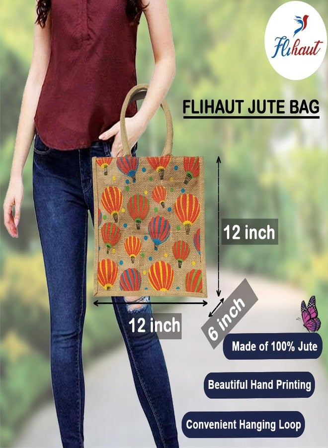 FLIHAUT Eco-Friendly Reusable Pack of 2 Unisex Printed Multipurpose Grocery, Shopping, Daily use Lunch Tiffin, Zipper Parachute Print Jute Bag 12" L x 6" W x 14" H & Bottle Cover-15 H x 5 "L x 4" W - Image 5