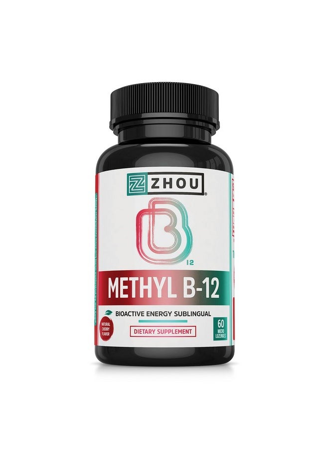 Zhou Zhou Nutrition Methyl (Vitamin B12) Lozenges, 5000 mcg for Maximum Absorption and Active Energy, Vegan, Cherry, 60 Count  - Image 1