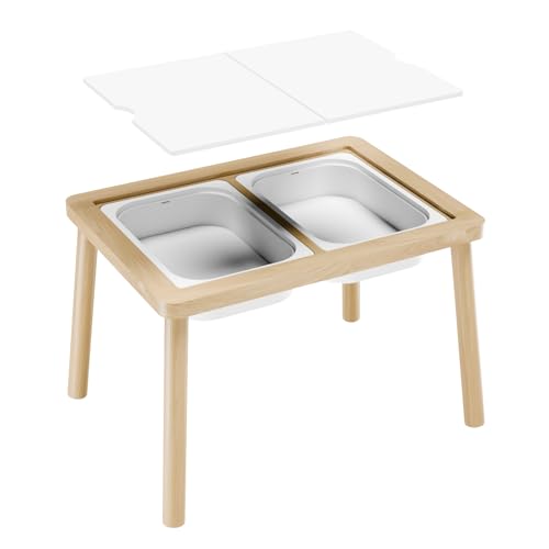 Ogears Sensory Table Kids Activity Table Wooden Play Table with Bins Montessori Table Chalk Board and Whiteboard - Image 1