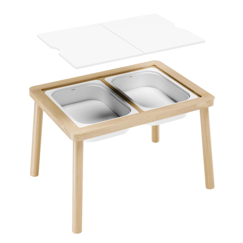 Ogears Sensory Table Kids Activity Table Wooden Play Table with Bins Montessori Table Chalk Board and Whiteboard - Image 2