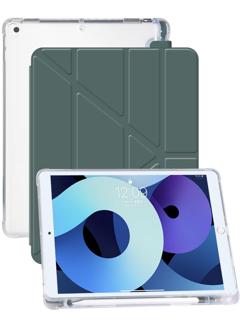 Rock Pow Case for iPad 10.2-Inch (9th/8th/7th Generation 2021/2020/2019) with Pencil Holder Clear Transparent Back Shell Slim Stand Shockproof Tablet Cover Auto Wake/Sleep - Image 1