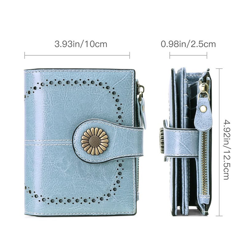 SENDEFN Small Womens Wallet Leather Bifold Card Holder RFID Blocking with Zipper Coin Pocket - Image 3