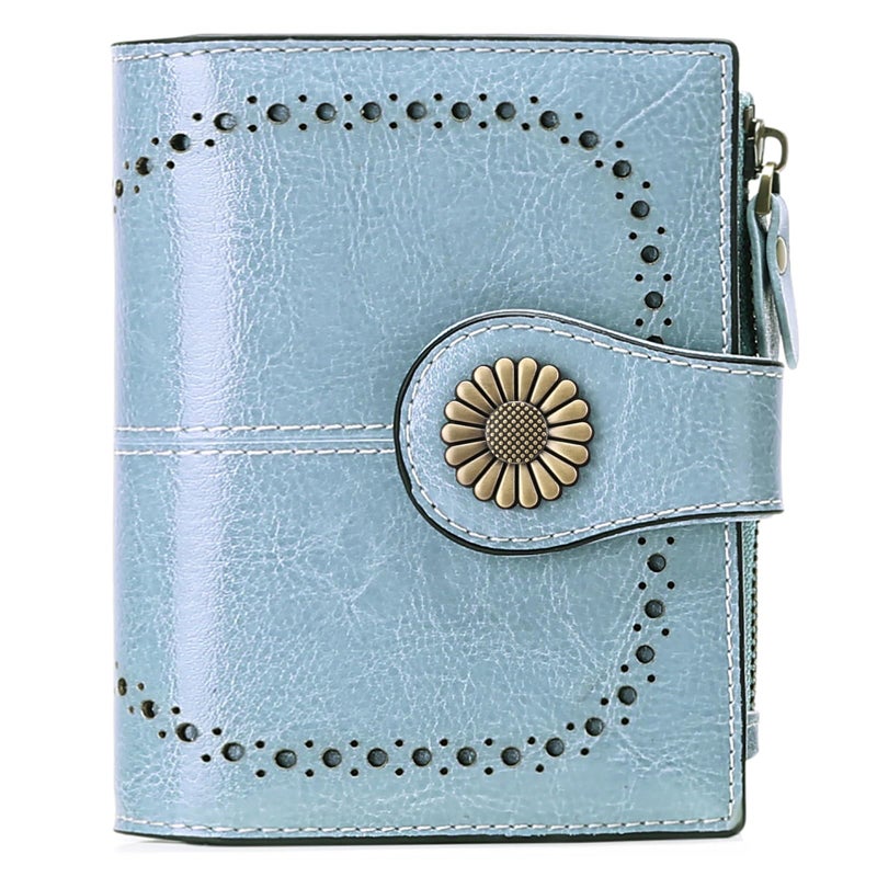 SENDEFN Small Womens Wallet Leather Bifold Card Holder RFID Blocking with Zipper Coin Pocket - Image 1