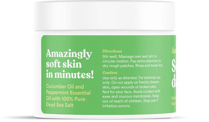 ASUTRA Dead Sea Salt Essential Oil Body Scrub Exfoliator (Cooling Cucumber), 16 oz - Ultra Hydrating, Gentle, & Moisturizing - Coconut, Cucumber, and Peppermint Oils - Image 2