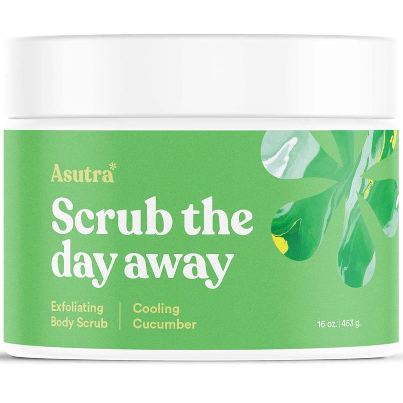 ASUTRA Dead Sea Salt Essential Oil Body Scrub Exfoliator (Cooling Cucumber), 16 oz - Ultra Hydrating, Gentle, & Moisturizing - Coconut, Cucumber, and Peppermint Oils - Image 1