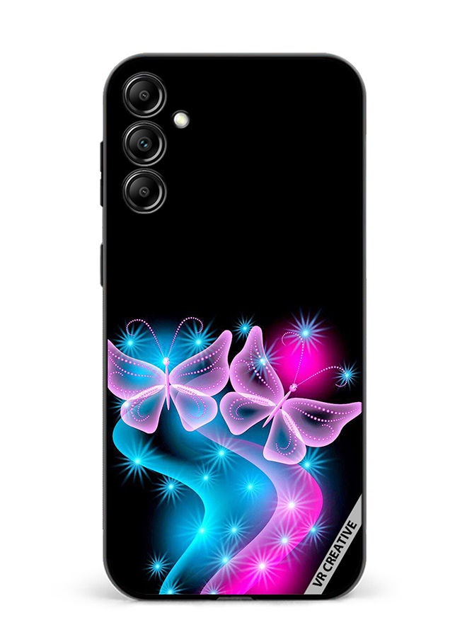 VR CREATIVE Protective Case Cover For Samsung Galaxy M14 Butterfly Pink Black Background Design Multicolour - Image 1