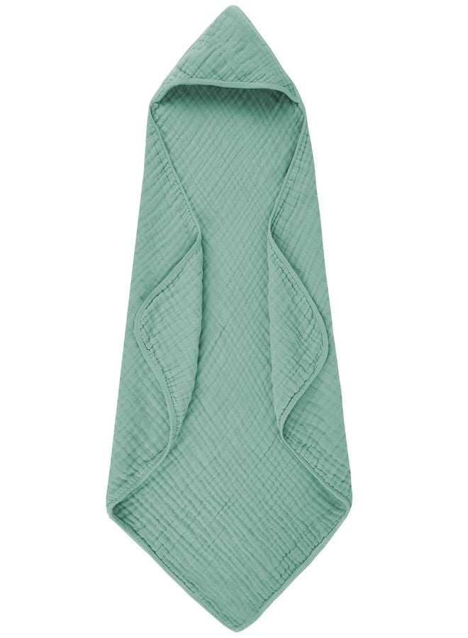 منشفة أطفال بغطاء رأس من الموسلين، قطن ناعم، أخضر زيتوني - Image 1