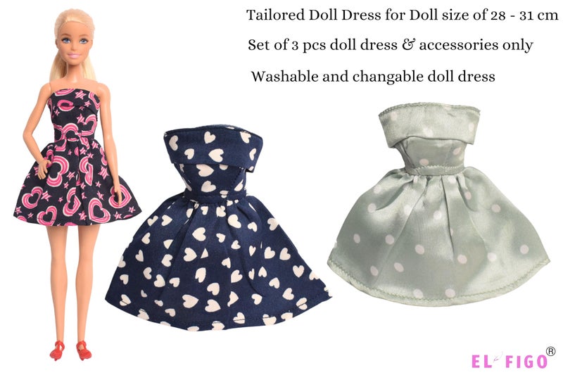 El Figo Doll Clothes, Doll Dresses and Accessories Featuring 3 Printed Outfits with Accessories (Tailored Doll Dress for 28 - 31 c.m ) - Image 4