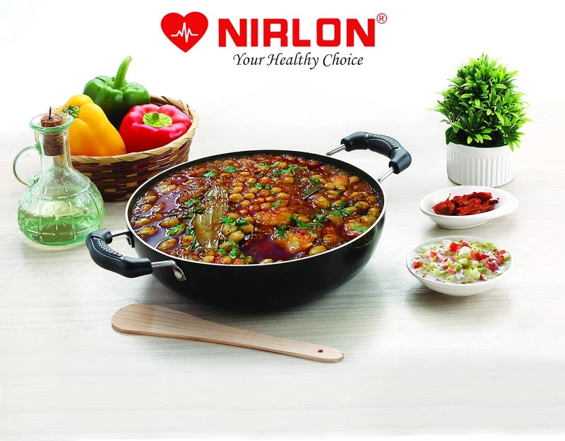 Nirlon NIRLON Non-Stick Aluminium Induction Compatible Deep Kadhai Without Lid (3 LTR, black) - Image 5