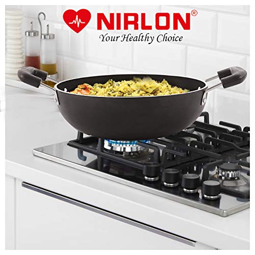 Nirlon NIRLON Non-Stick Aluminium Induction Compatible Deep Kadhai Without Lid (3 LTR, black) - Image 3