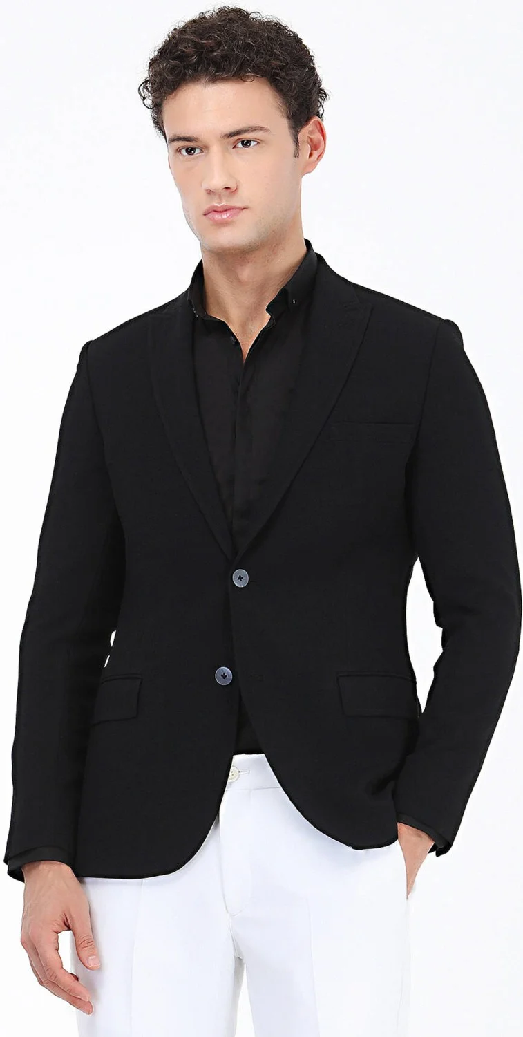 Kip Black Plain Slim Fit Woven Classic 100% Cotton Shirt