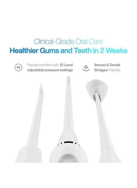 Aqua Flosser Pro | Professional Water Flosser With Large Capacity Reservoir | Oral Irrigator W/ 2 Modes, 10 Levels Of Water Pressure, 4 Included Tips | Sleek & Compact | Dentist Recommended