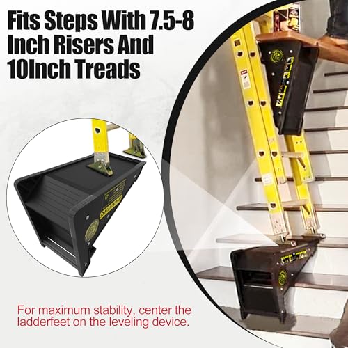 Mogseek Stable Platform Ladder Leveler - Ladder Levelers for Extension Ladders with Storage for Uneven Surfaces (Regular Black) - Image 2