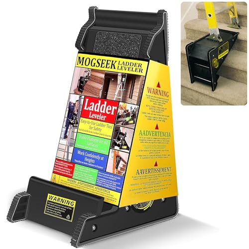 Mogseek Stable Platform Ladder Leveler - Ladder Levelers for Extension Ladders with Storage for Uneven Surfaces (Regular Black) - Image 1