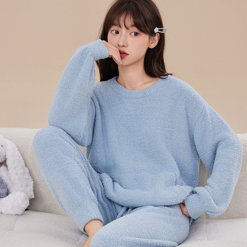 Women'S Pajamas, Teenagers, Students, Girls' Home Clothes, Cold-Proof Fleece-Lined Thickeneded Thermal Intimates Set - Image 3