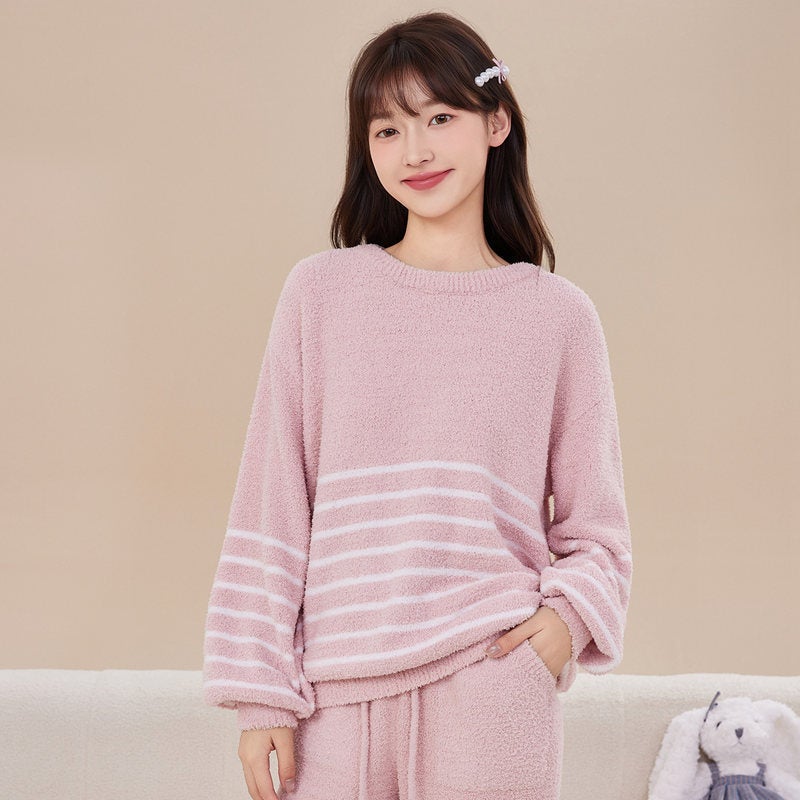 Women'S Pajamas, Teenagers, Students, Girls' Home Clothes, Cold-Proof Fleece-Lined Thickeneded Thermal Intimates Set - Image 4