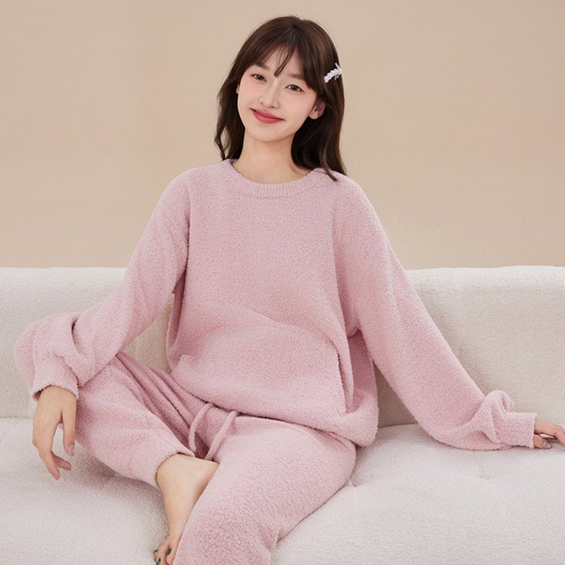 Women'S Pajamas, Teenagers, Students, Girls' Home Clothes, Cold-Proof Fleece-Lined Thickeneded Thermal Intimates Set - Image 2
