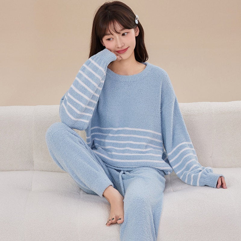 Women'S Pajamas, Teenagers, Students, Girls' Home Clothes, Cold-Proof Fleece-Lined Thickeneded Thermal Intimates Set - Image 5