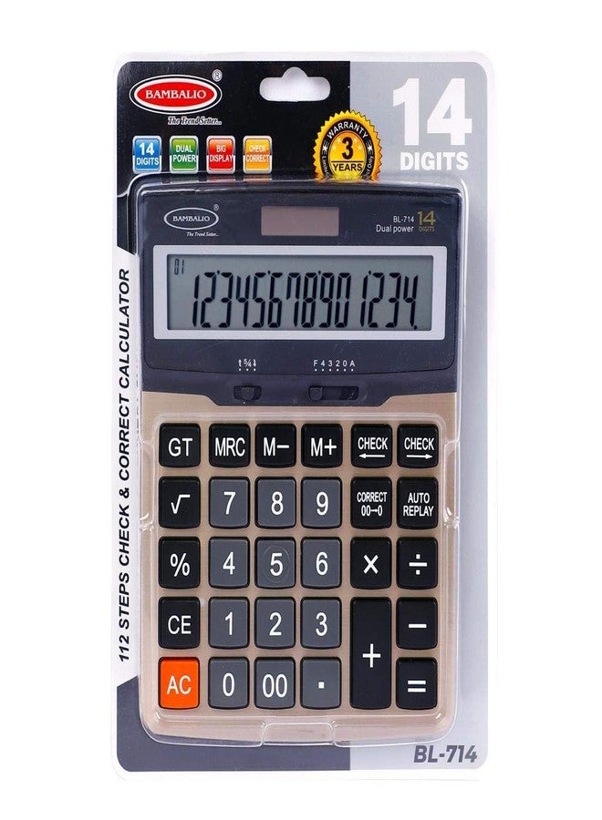 Bambalio 14 Digits BL-714 Large Display with Metallic Panel & 3 Years Warranty Electronic Calculator - Image 4