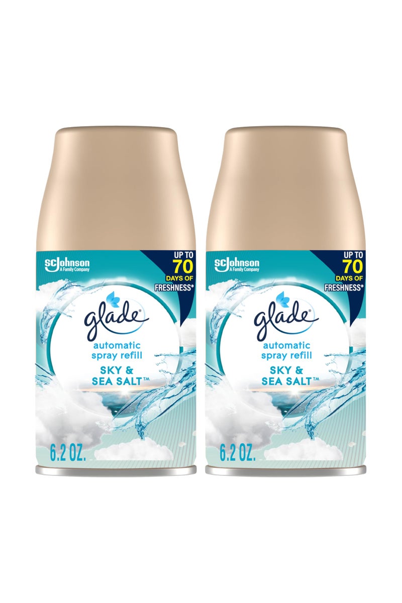 Glade Automatic Spray Refill, Air Freshener for Home and Bathroom, Sky & Sea Salt, 6.2 Oz, 2 Count - Image 1