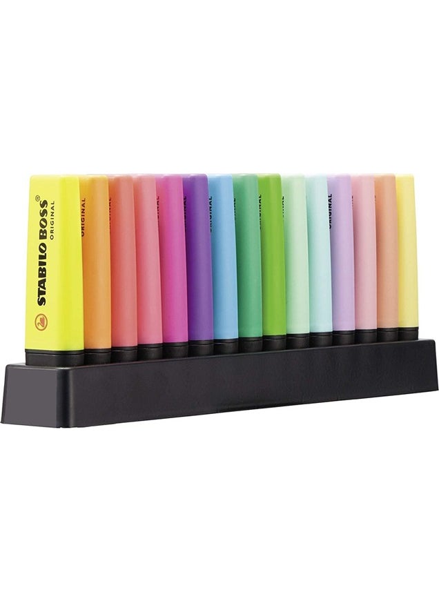 STABILO Boss Original Deskset Marking Pen Desk Set 9 Highlighters 6 Pastels 15 Colors  - Image 2
