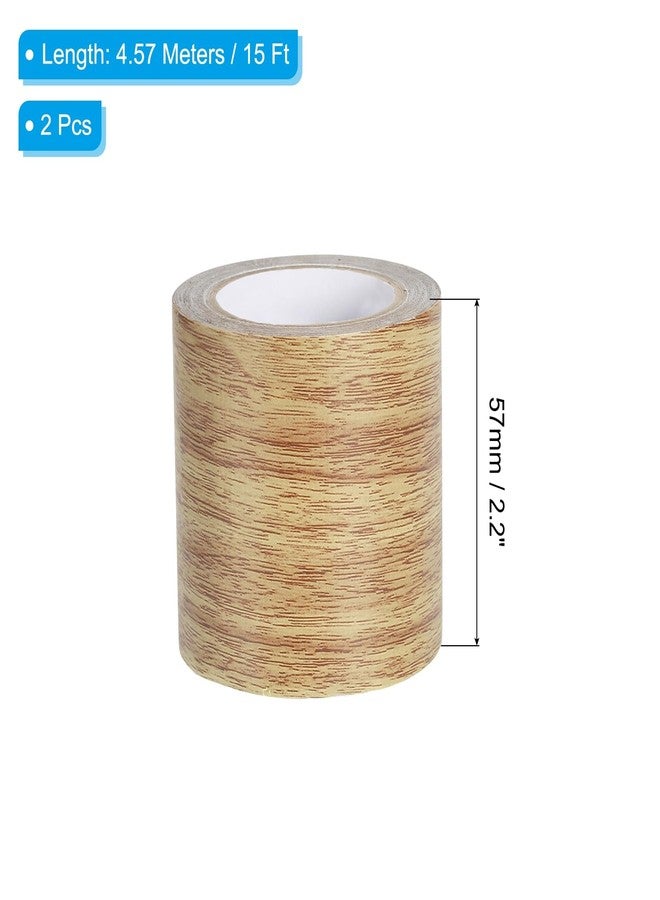 PATIKIL Wood Grain Repair Tape 2.2" X30', Self Adhesive Realistic Textured Repair Tape Patch for Floor Door Table Cabinets Desk, Brown Oak - Image 2