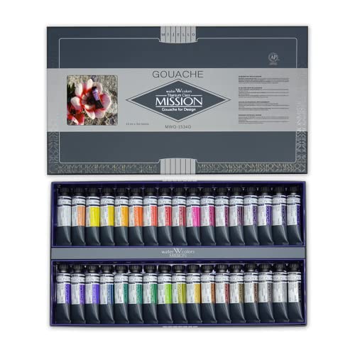 Mijello Mission Titanium Class Gouache Watercolor MWG-1534G (15ml x 34 Color) - Image 2