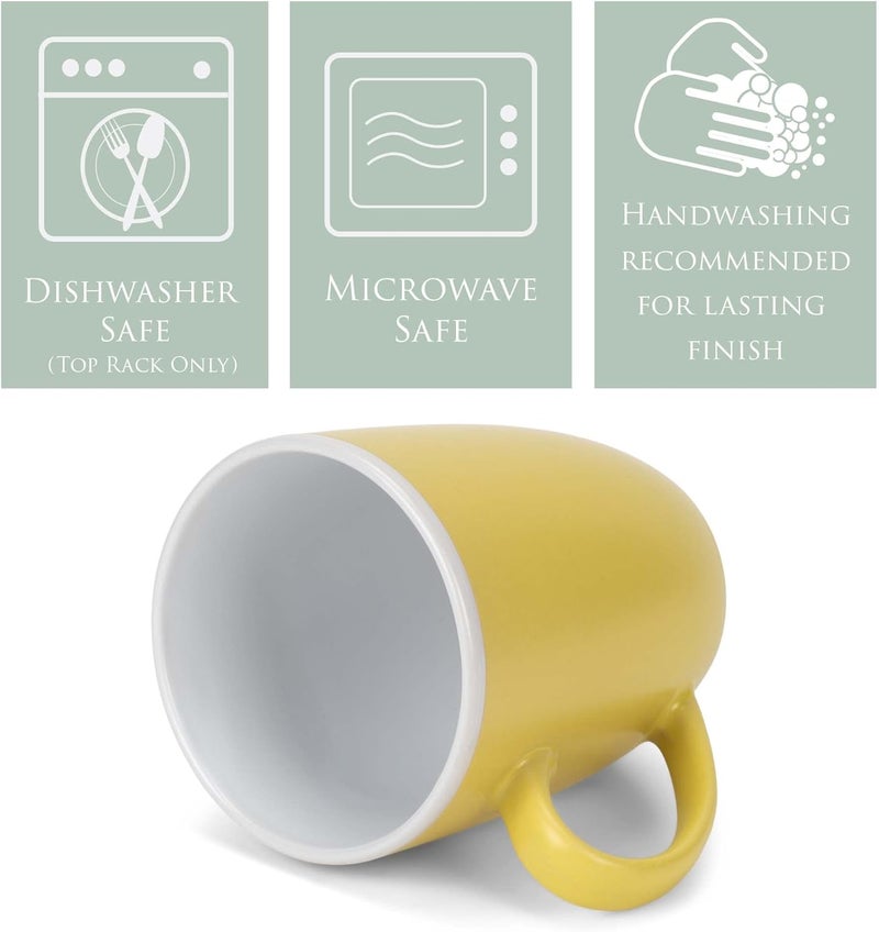 Elanze Designs Solid Color Warm Red Orange Yellow 16 ounce Matte Ceramic Mugs Assorted Set of 4 - Image 4