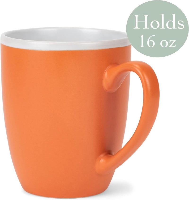 Elanze Designs Solid Color Warm Red Orange Yellow 16 ounce Matte Ceramic Mugs Assorted Set of 4 - Image 3