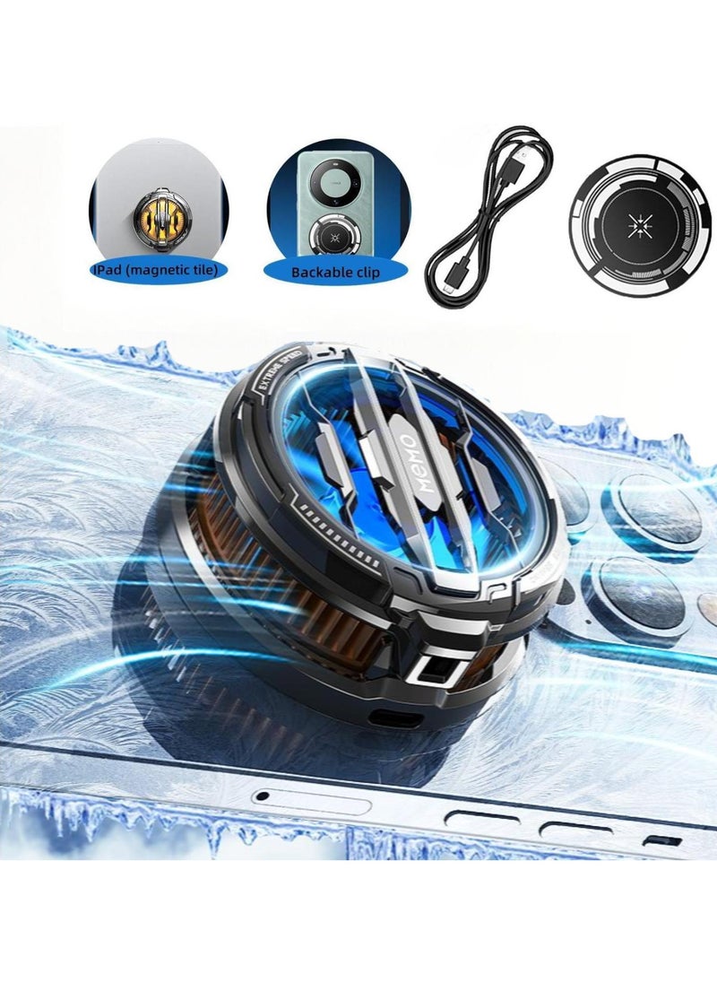 Generic Magnetic Phone Cooler Cell Phone Cooler CX07 Phone Fan Cooler for 2.83-3.66 inches iOS/Android Semiconductor Heatsink Cooling for Gameing, Black+RGB  - Image 1