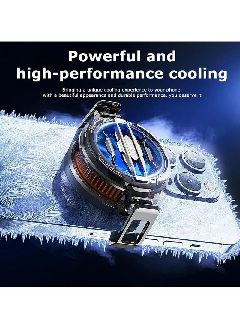 Generic Magnetic Phone Cooler Cell Phone Cooler CX07 Phone Fan Cooler for 2.83-3.66 inches iOS/Android Semiconductor Heatsink Cooling for Gameing, Black+RGB  - Image 3