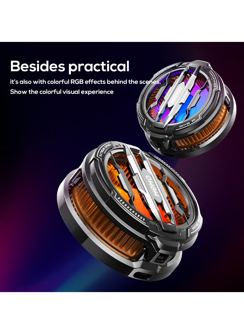ماركة غير محددة - ميمو CX07 كولر هاتف، مبرد هاتف مغناطيسي، مروحة تبريد هاتف RGB، مروحة تبريد محمولة خفيفة الوزن لتبريد الهاتف المحمول، مروحة تبريد محمولة خفيفة الوزن، بالوعة حرارة لأشباه الموصلات IOS، أندرويد، مناسبة للهواتف المحمولة وأجهزة الآيباد وأجهزة الكمبيوتر وغيرها - Image 1