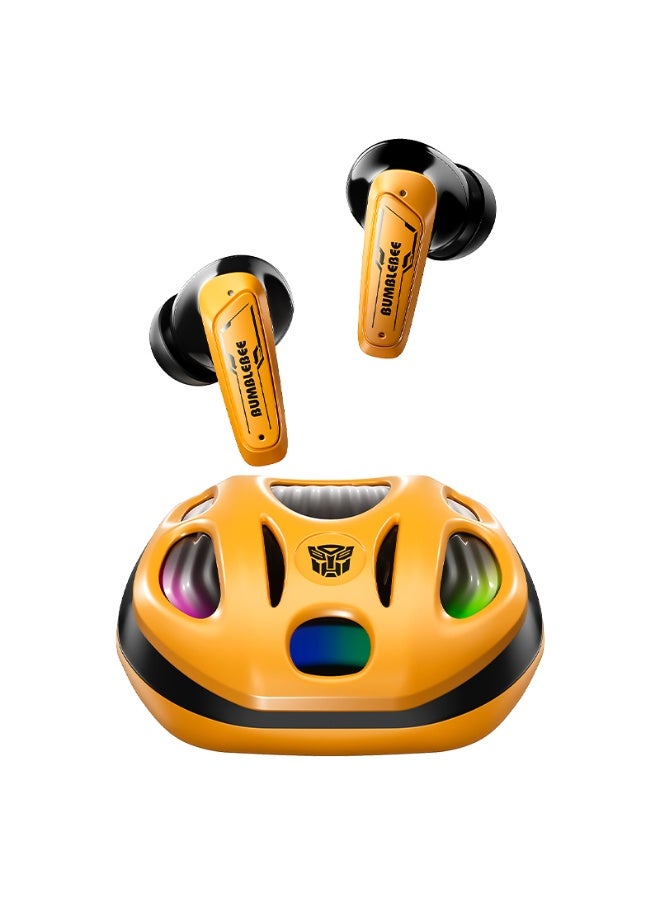 Transformers Wireless Headphones TF-T35 Bluetooth Earbuds Headsets, RGB Ambient Light, Gaming and Music Dual Mode, Bumblebee - Image 1