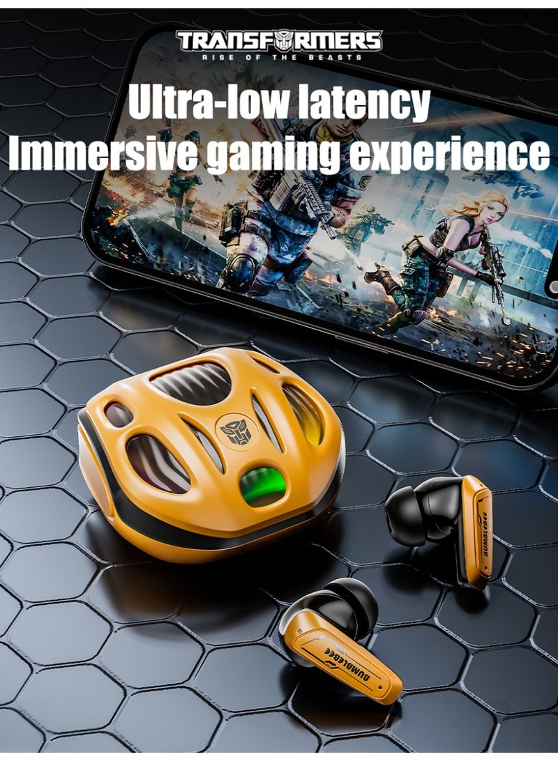 Transformers Wireless Headphones TF-T35 Bluetooth Earbuds Headsets, RGB Ambient Light, Gaming and Music Dual Mode, Bumblebee - Image 3