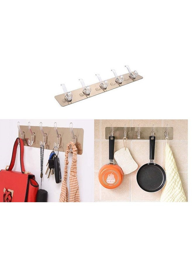 Zollyss Zollyss Wall Hanger Hooks For Hanging Clothes Strong Self Adhesive Magic Sticker Home Kitchen Office Bathroom Bedroom Door Organizers Accessories Items (2 Pc) - Plastic, Gold  - Image 2
