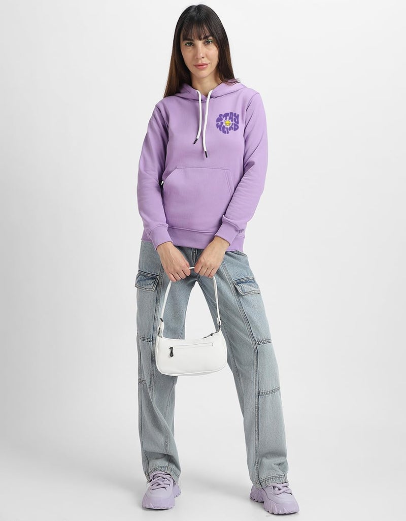 JUNEBERRY® Cotton Fleece Regular Fit Hooded Sweatshirt Lastest Graphic Pocket Printed Winter Hoodies for Women (W02_STYWRD_LLC_M) - Image 2