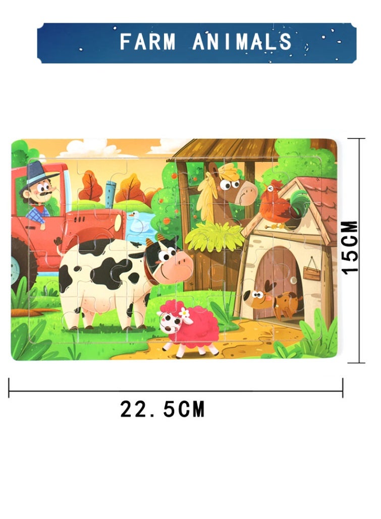 3 Pack Animal Jigsaw Puzzles Set, Wooden Toddlers Puzzles Toys for Kids Ages 1-5, Preschool Learning Toys Boys Girls Gifts,3*24 pieces - Image 4