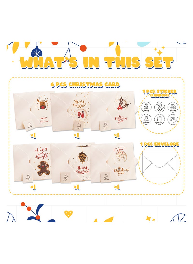 هايلاند 6 قطع من بطاقات تهنئة عيد الميلاد مع مغلف وملصقات - Image 2