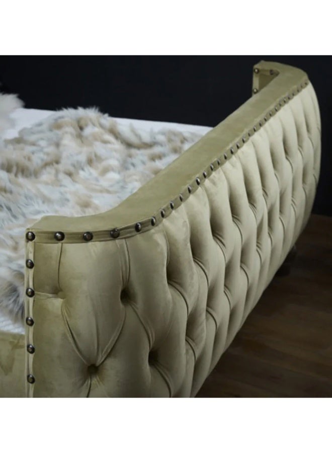 Nayam Sleep Olympia Olive Green Fabric Bedframe 200x200x40Cm  - Image 1
