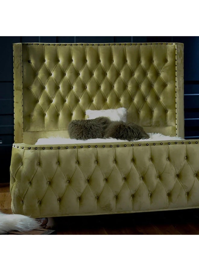Nayam Sleep Olympia Olive Green Fabric Bedframe 200x200x40Cm  - Image 4