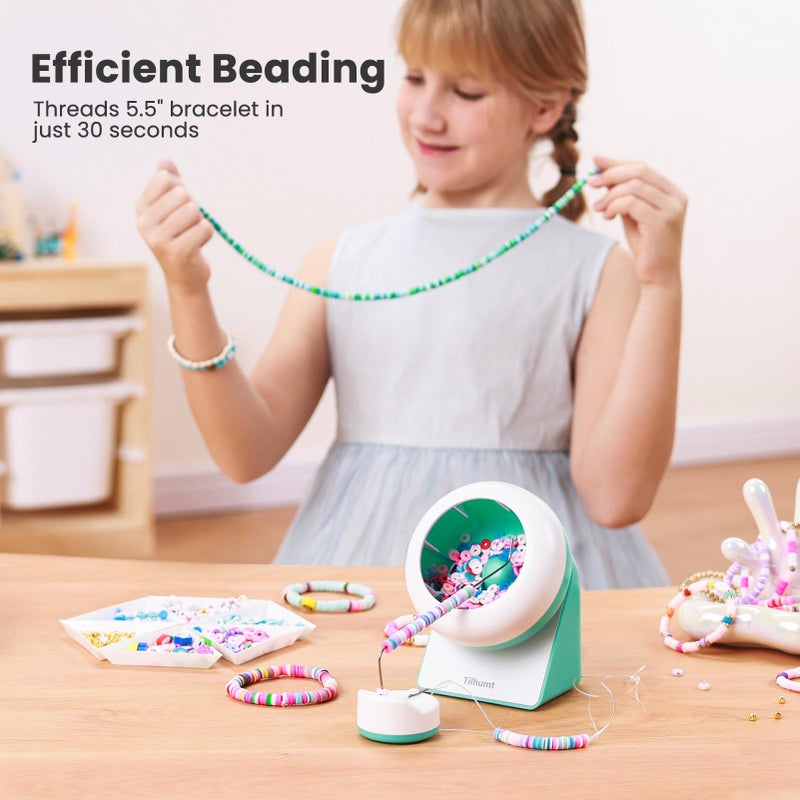 Tilhumt Clay Bead Spinner, Electric Bead Spinner for Jewelry Making, Friendship Bracelets Maker with Needle and Elastic String, Gift for Patent Design, Green (Beads Not Included) - Image 4