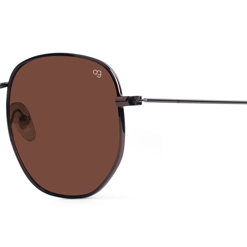Woggles Brown Polarized Hexagonal Sunglasses