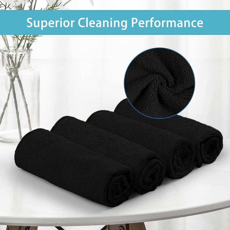 Black Microfiber Cleaning Cloths, 8 Pack - Lint Free, Scratch-Free, Highly Absorbent Towels for Kitchen, House, and Cars - Image 2