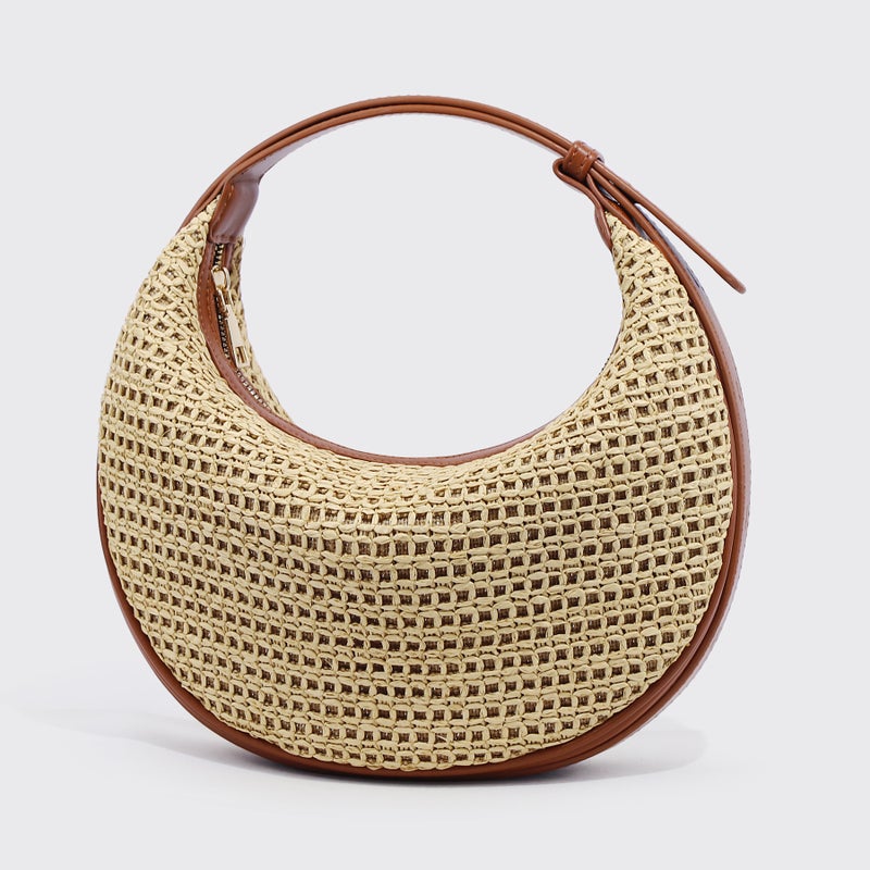 Women's Crossbody Bag with Straw Weave Design - Image 1