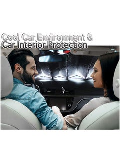 PAMEER Aluminum Car Sun Shades, Car Front Windscreen UV Protection Sun Block, Foldable Heat Resistant Sunshade Silver Color 1 Set for Windshields, Size 60x130CM  - Image 3